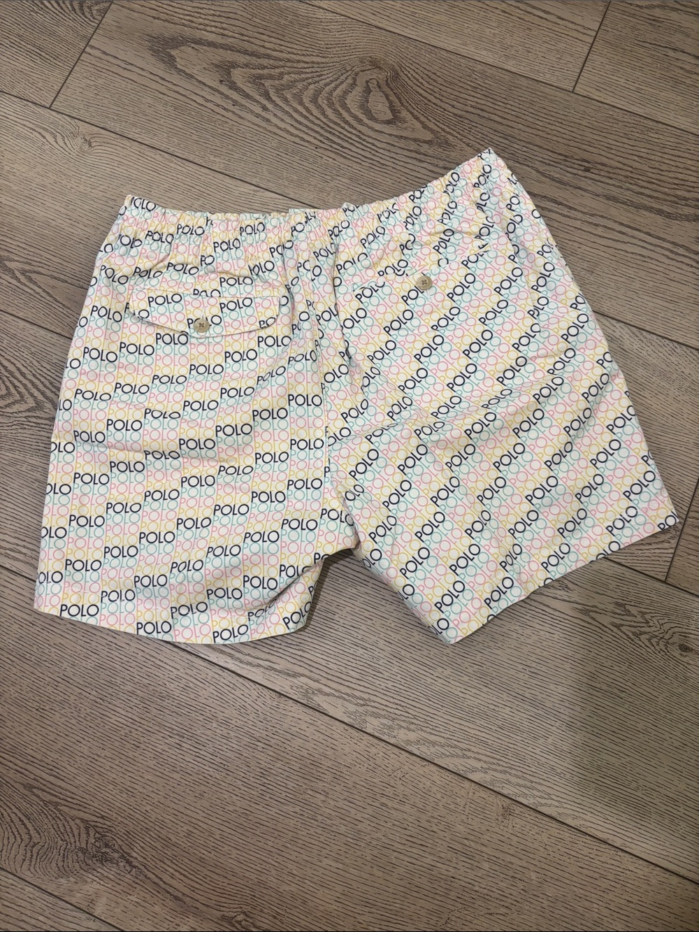 Polo by Ralph Lauren White Multicolor Logo-Print Shorts. Men's Medium. Like new! - Picture 3 of 8